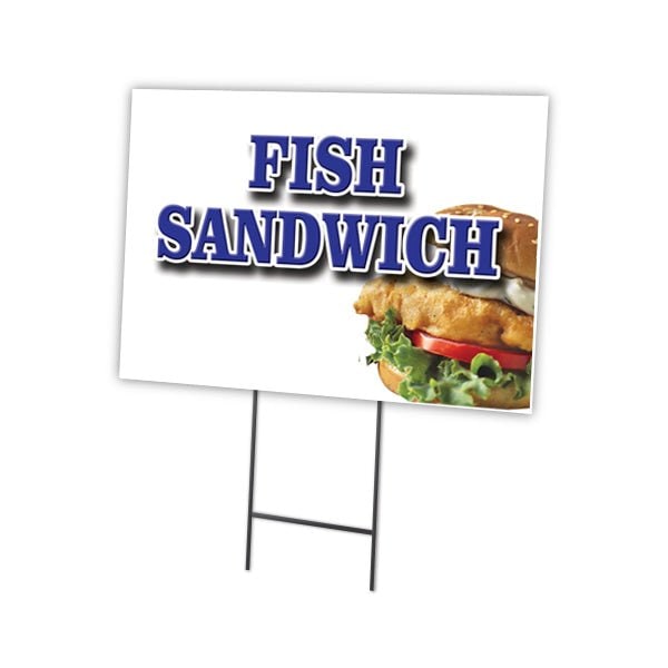 Signmission Fish Sandwich Yard Sign & Stake outdoor plastic coroplast window, C-2436 Fish Sandwich C-2436 Fish Sandwich - main